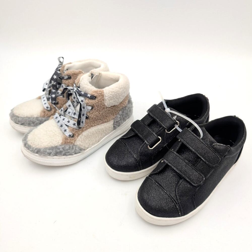 Lot of 2 Nina Girls' Anwen Faux Fur Sneaker Shoes Lace-Up Size US12